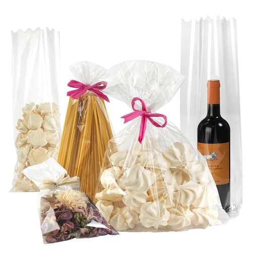 [D57057] 100 BUSTE REGALO CRYSTAL TRASPARENTE 10X20CM