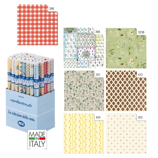 [D57456] EXPO 20 RT CARTARIVESTO REXTACO ADESIVA LAVABILE 49X300CM ASSORTITI