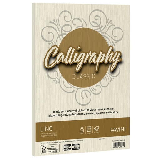 [D57471] Carta CALLIGRAPHY LINO 200gr A4 50fg avorio 02 FAVINI