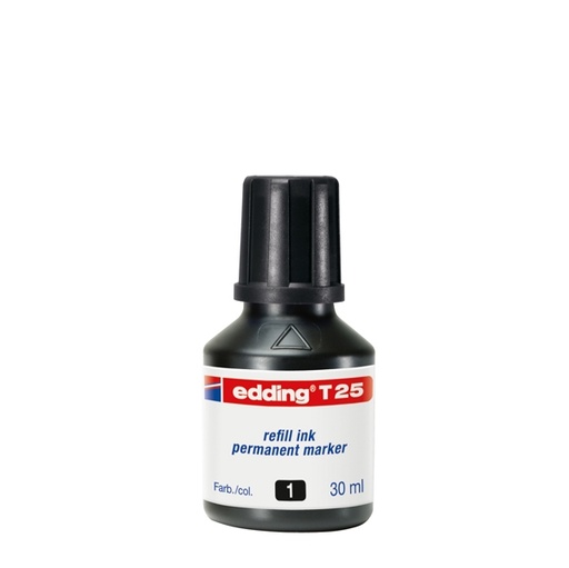 [D61336] RICARICA INCHIOSTRO PERMANENTE 30ML T25 NERO EDDING