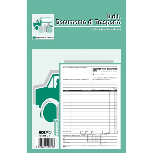 [D61712] BLOCCO DDT 23X14,8CM 33fg 3 copie AUTORIC. E5215CT