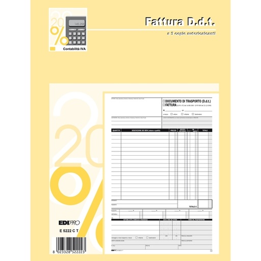 [D61715] BLOCCO DDT/FATTURA 29.7X22CM 33fg 3 copie AUTORIC. E5222CT
