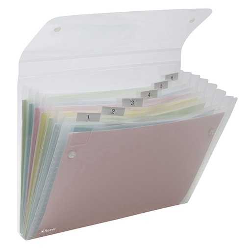 [D62058] CARTELLA A 6 TASCHE 22X30CM TRASPARENTE ICE REXEL