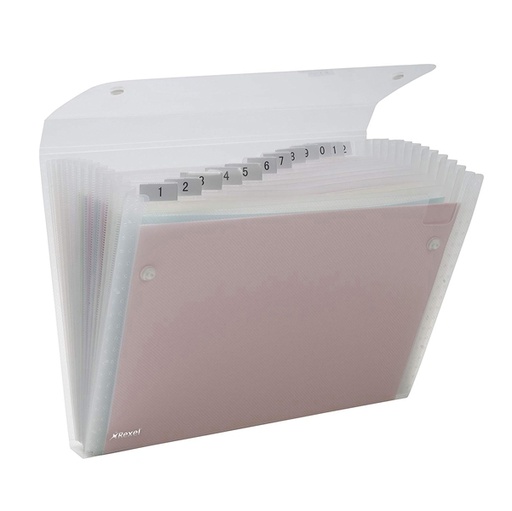 [D62060] CARTELLA A 13 TASCHE 22X30CM TRASPARENTE ICE REXEL