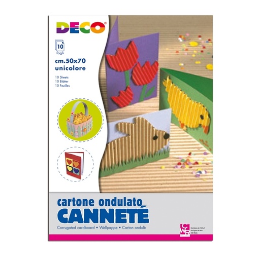 [D62267] 10FG CARTONCINO ONDULATO 50X70CM MARRONE CH.ART 2206/16 DECO