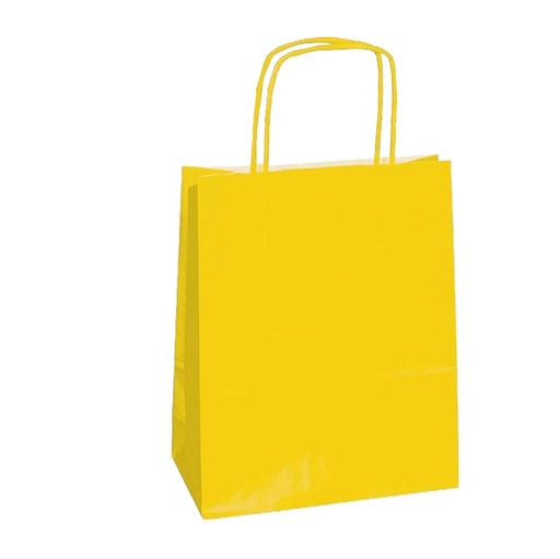 [D62748] 25 SHOPPERS CARTA KRAFT 26x11x34,5cm TWISTED giallo