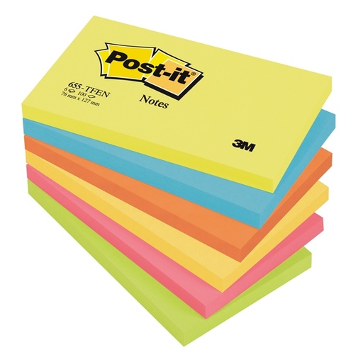 [D64210] BLOCCO 100foglietti Post-it(R) 76x127mm 655-TFEN ENERGY 72GR ASSORTITO
