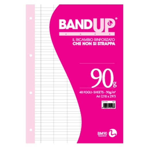 [D64426] RICAMBI FORATI RINFORZATI BANDUP A4 90gr 40fg rigo di 1a BM