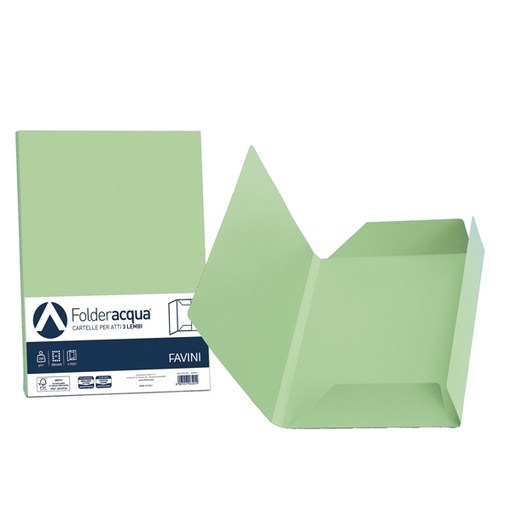 [D64432] 25 cartelline 3 lembi ACQUA 200gr 24,5x34,5cm verde chiaro FAVINI