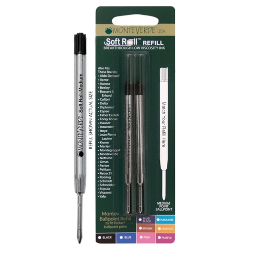 [D64765] Blister 2 refill per SFERA Parker (R) NERO PUNTA MEDIA