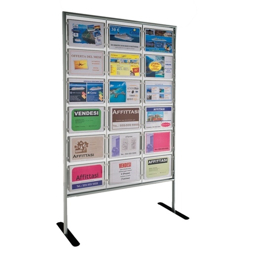 [D65233] PORTA AVVISI MENPA DA TERRA CON 18 DISPLAY A4 ORIZZONTALI