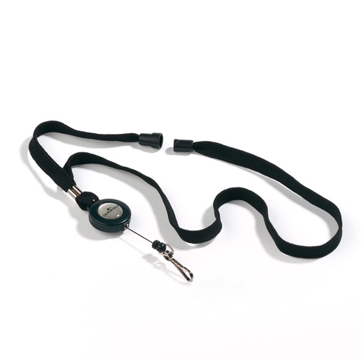 [D65234] 10 CORDONCINO PORTABADGE CON YO-YO 10mmx80cm NERO DURABLE
