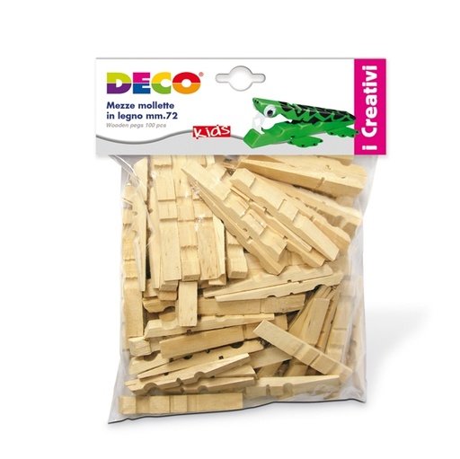 [D66677] SACCHETTO 100 MEZZE MOLLETTE LEGNO 72mm ART.1719 DECO