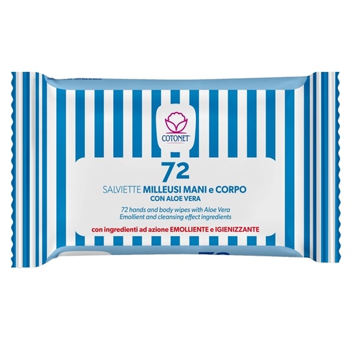 [D67407] Busta da 72 salviette igienizzanti milleusi Cotonet Aloe