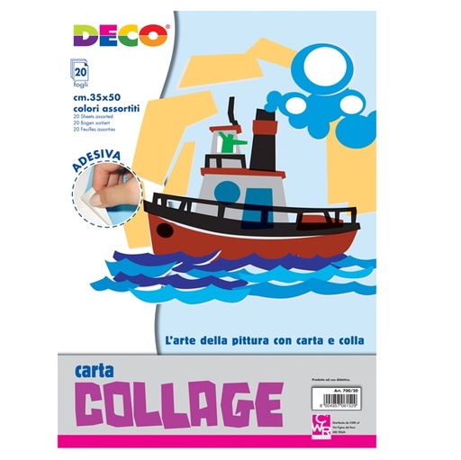 [D67653] ALBUM CARTA RASATA ADESIVA 35X50cm 20fg colori assortiti DECO