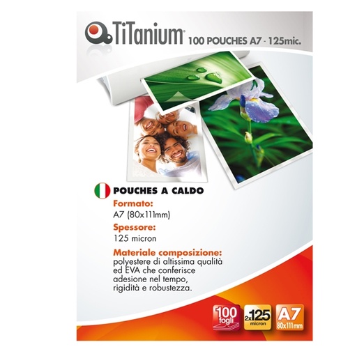 [D68540] 100 POUCHES 80x111mm (A7) 125my TiTanium