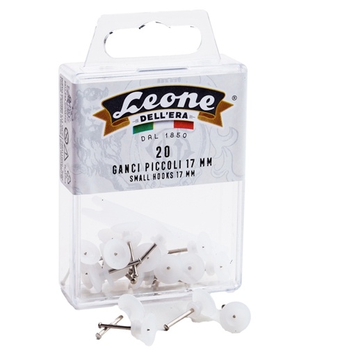 [D68850] Scatola 20 ganci per quadri con spilli Leone 12/17mm