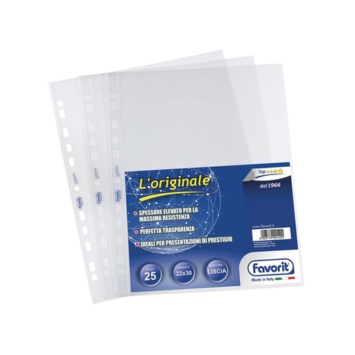 [D69701] 25 BUSTE FORATE LISCIO 22X30cm L'ORIGINALE FAVORIT