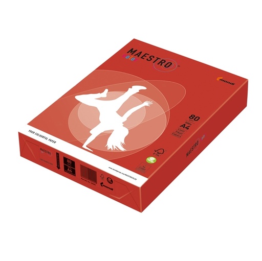 [D71505] CARTA MAESTRO COLOR A4 210x297mm 80gr 500fg ROSSO FORTE CO44 MONDI