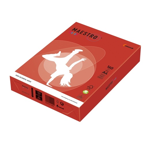[D71511] CARTA MAESTRO COLOR A4 210x297mm 160gr 250fg ROSSO FORTE CO44 MONDI