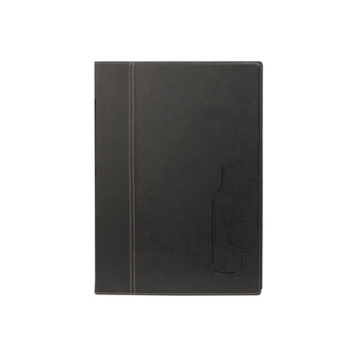 [D71604] CARTA DEI VINI A4-24x34cm NERO TRENDY con 1 INSERTO DOPPIO