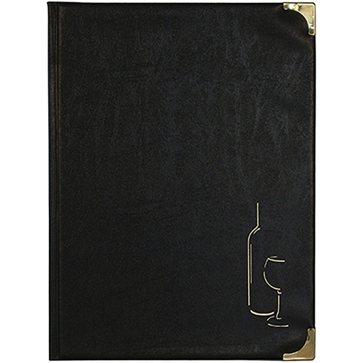 [D71621] CARTA DEI VINI A4-31,5x24cm NERO in PVC BASIC con 4+2 BUSTE FISSE