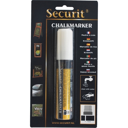 [D71674] Blister 1 marcatore a gesso liquido punta maxi bianco SECURIT