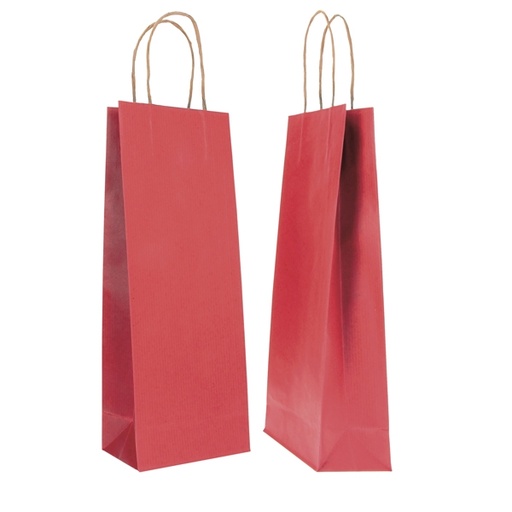 [D71722] 20 SHOPPERS CARTA BIOKRAFT 14X9X38CM PORTABOTTIGLIE ROSSO